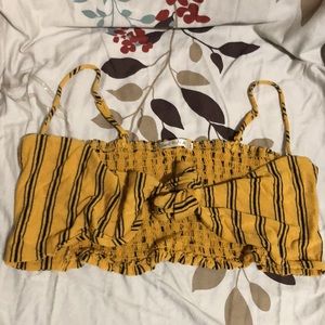 Yellow striped wrap top